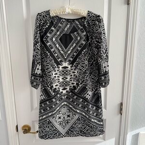 Bebop Black & White Geometric Shift Dress Size M